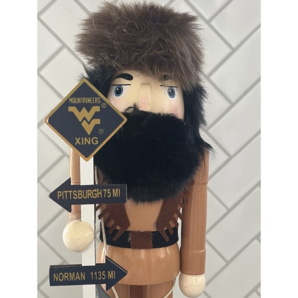 WVU Mountaineers Nutcracker Santa’s Workshop Handcrafted Collectible with Tags